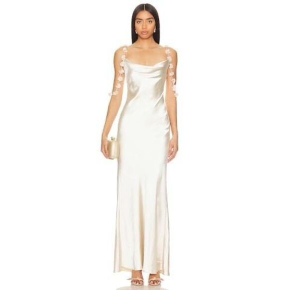 Self-portrait Flower Maxi Dress in Champagne Size US 10 $510 - Picture 1 of 11